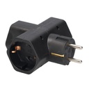 Ficha tripla 2P+T Preta 103000030