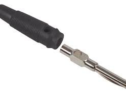 25.412.2 -Banana Test Connector, 4mm, Plug, Cable Mount, Bk