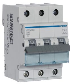Disjuntor 3P 63A C 3kA 3M MWN363 Hager